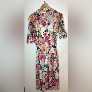 Calvin Klein crepe floral dress with built in slip size 4
